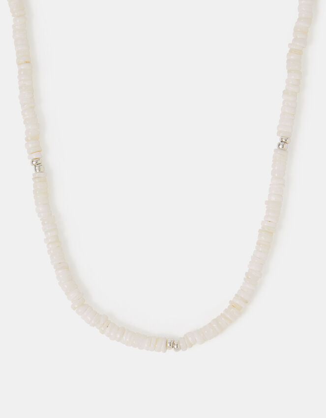 Sterling Silver-Plated Shell Beaded Necklace, , large