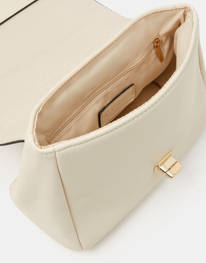 Twist Lock Chain Strap Handbag, Cream (CREAM), large