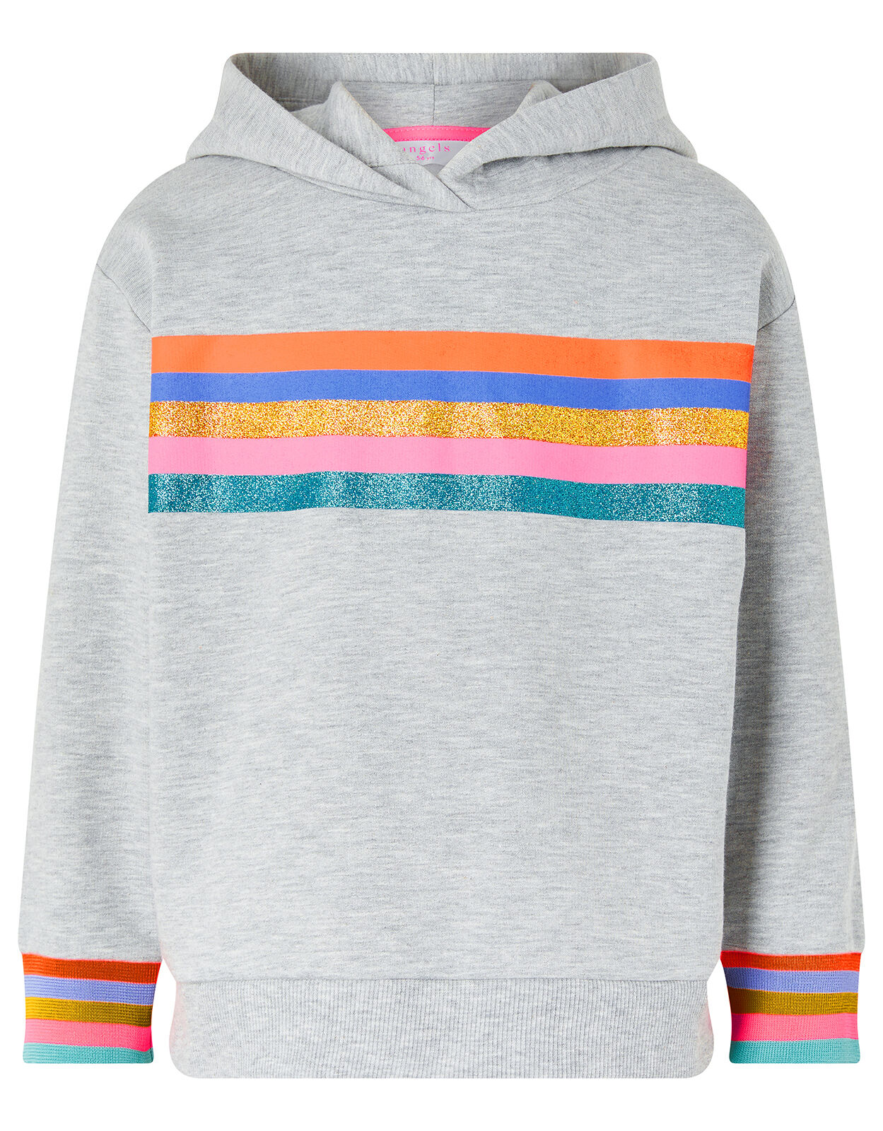 Glittery Rainbow Striped Hoodie Grey Girls tops T shirts Accessorize Global