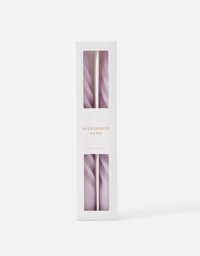 Twisted Taper Candle Set, Purple (LILAC), large