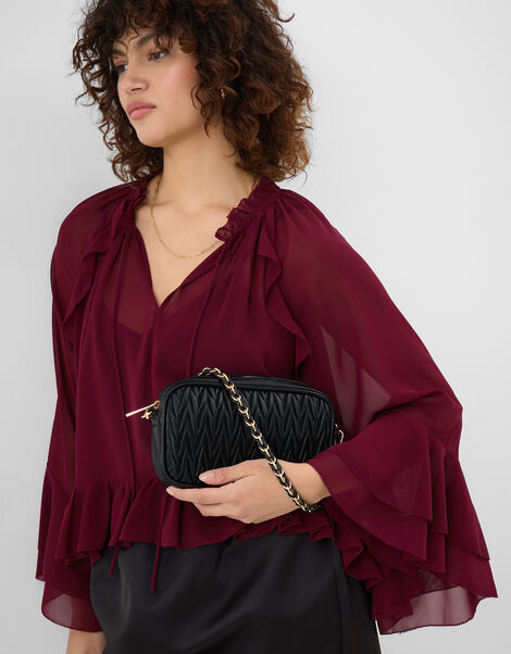 Small Ruched Crossbody Bag, Black (BLACK), large