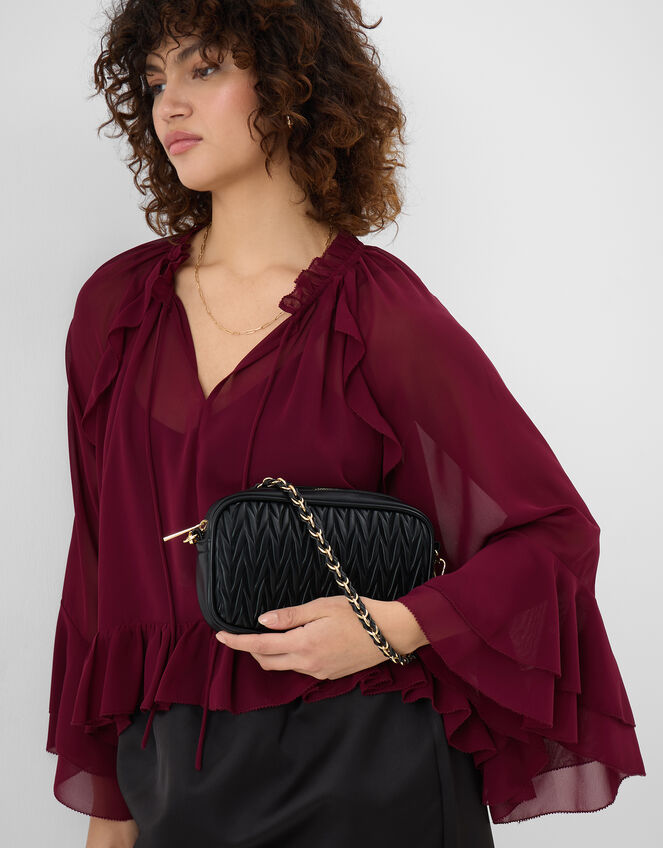 Small Ruched Crossbody Bag, Black (BLACK), large