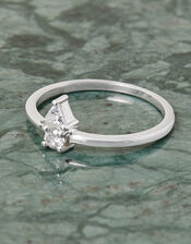 Sterling Silver Sparkle Two Stone Ring, White (ST CRYSTAL), large