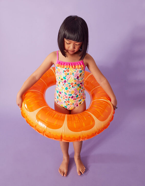 Girls Fruit Print Frill Swimsuit, Multi (BRIGHTS-MULTI), large