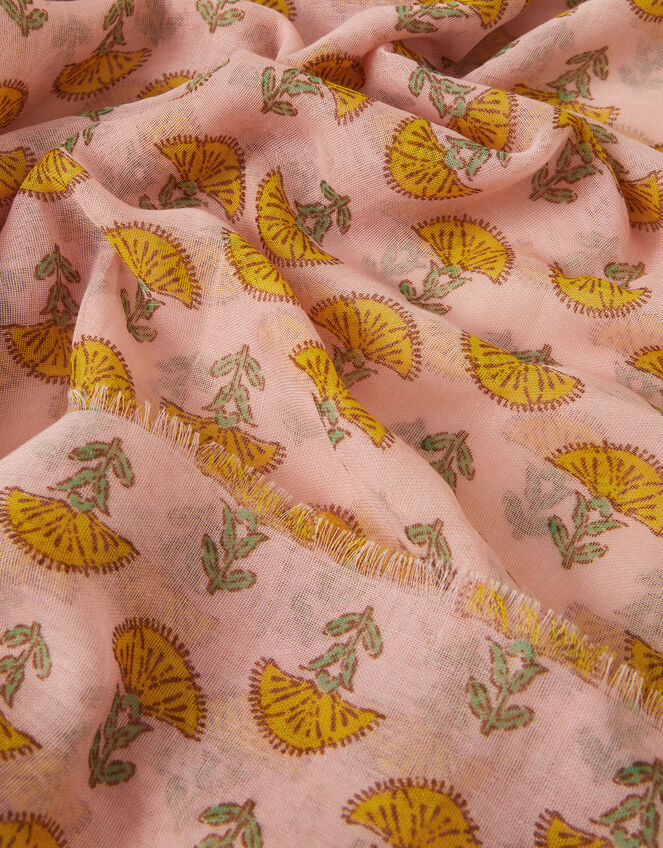 Lightweight Floral Block Print Scarf, , large
