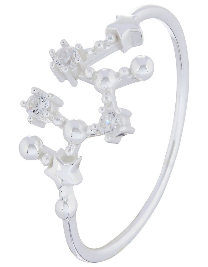 Sterling Silver Constellation Ring - Sagittarius, White (ST CRYSTAL), large