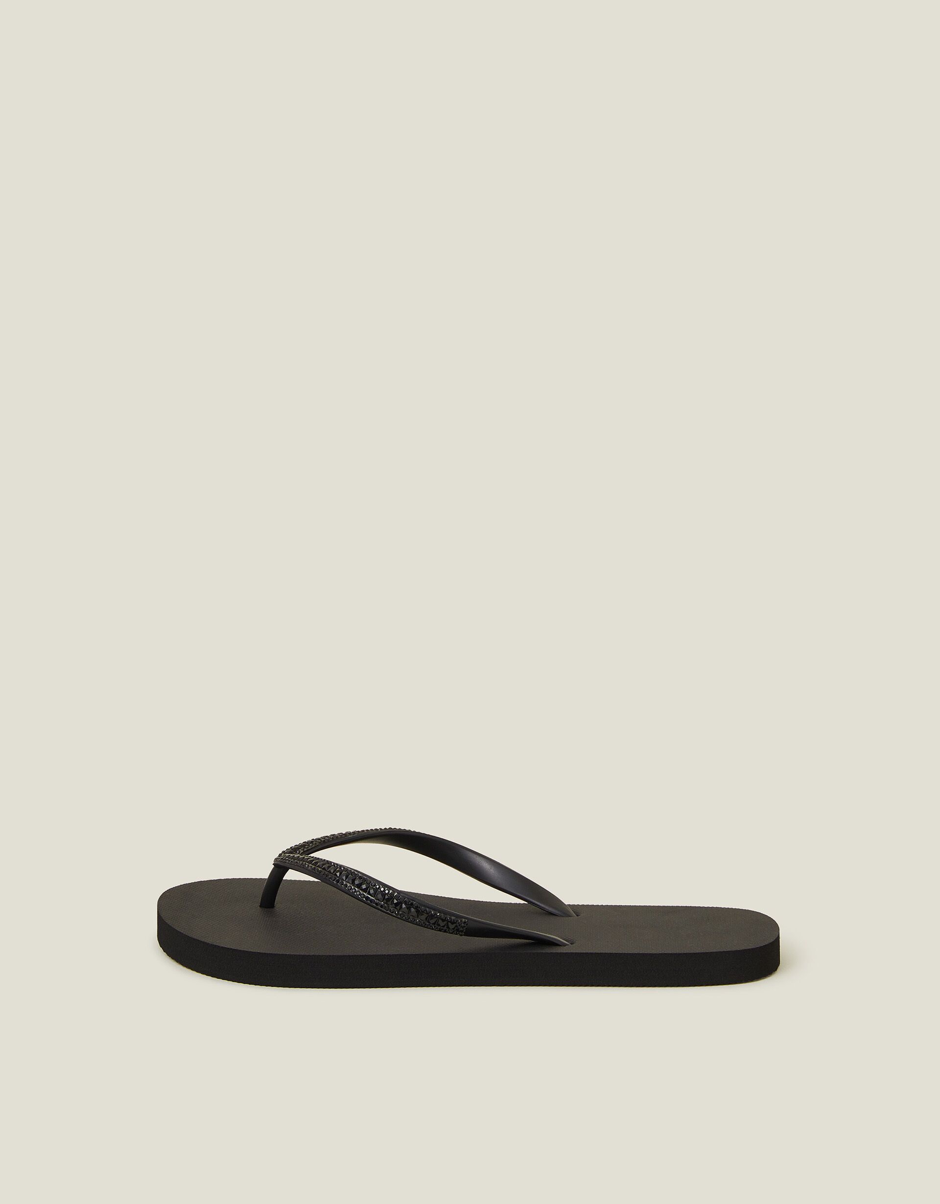 Embellished Flip Flops Black