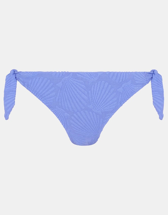 Shell Embossed Tie Side Bikini Bottoms, Blue (BLUE), large