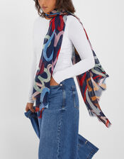 Lightweight Heart Print Scarf, , large
