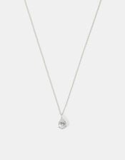 Sterling Silver Pear Cut Pendant Necklace, , large