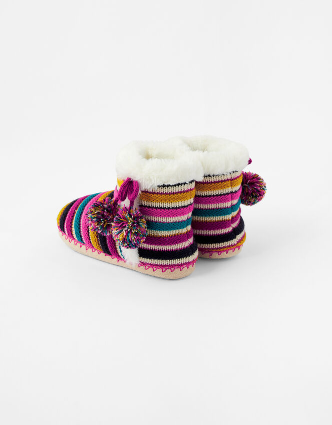 Girls Stripe Slipper Boots, Multi (BRIGHTS-MULTI), large