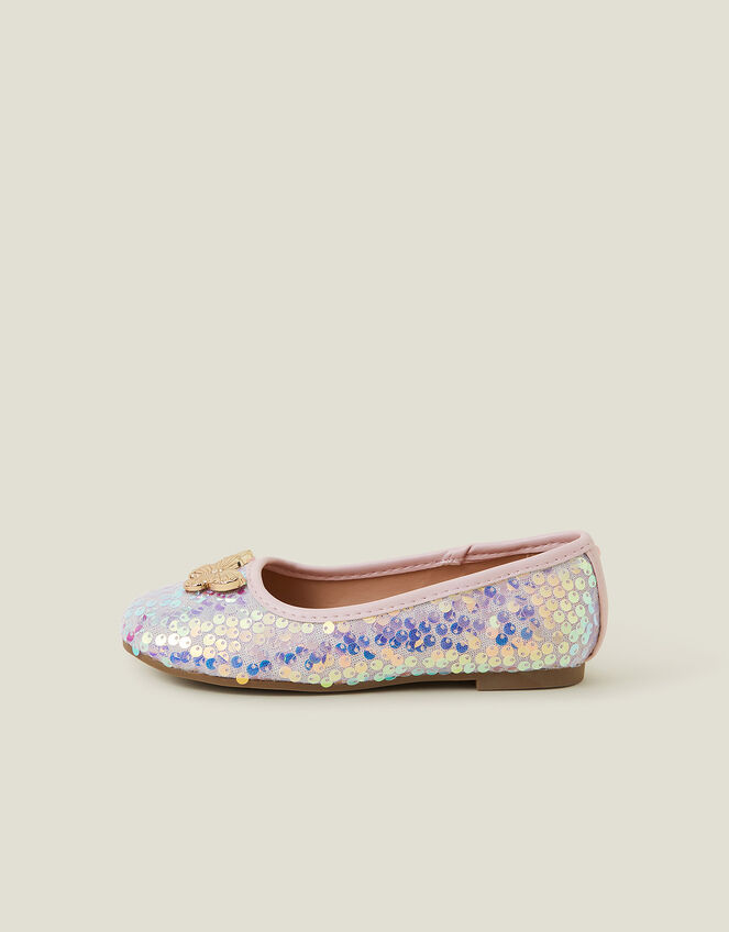 Girls Butterfly Sequin Ballet Flats, Pink (PINK), large