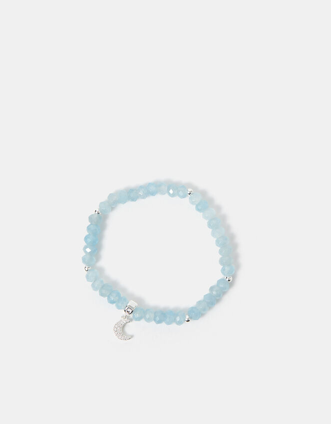Sterling Silver-Plated Blue Quartz Beaded Bracelet, , large
