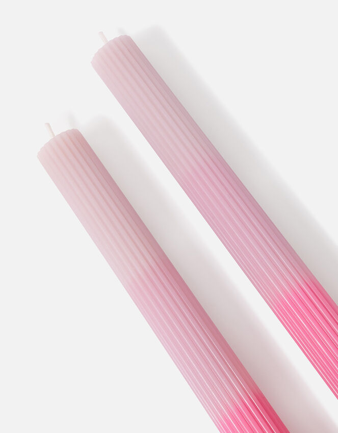 Ribbed Pillar Candle Set, Pink (PINK), large