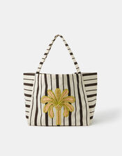 Palm Stripe Shopper Bag, , large