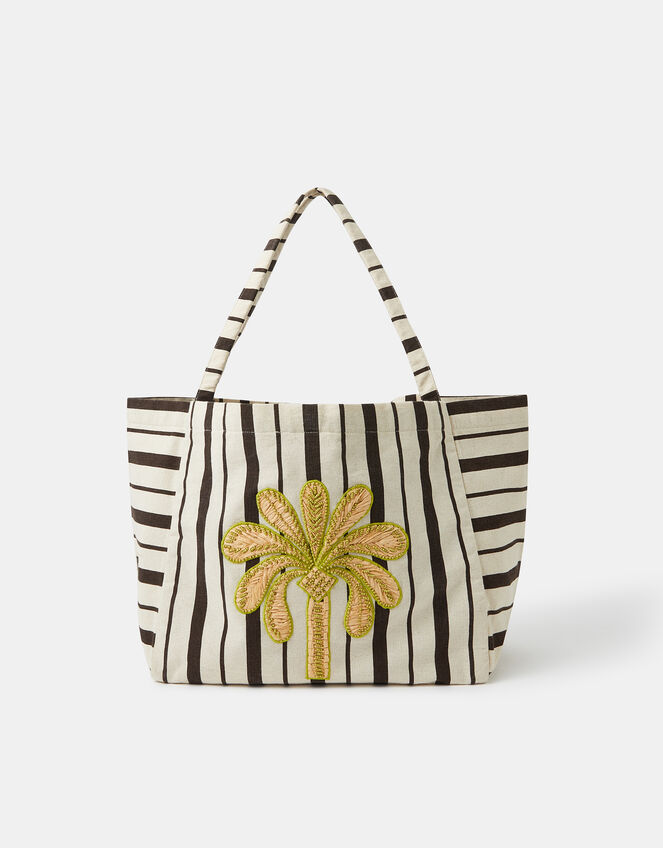 Palm Stripe Shopper Bag, , large