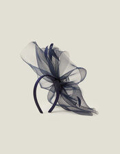 Rhea Large Crin Fascinator, Blue (NAVY), large