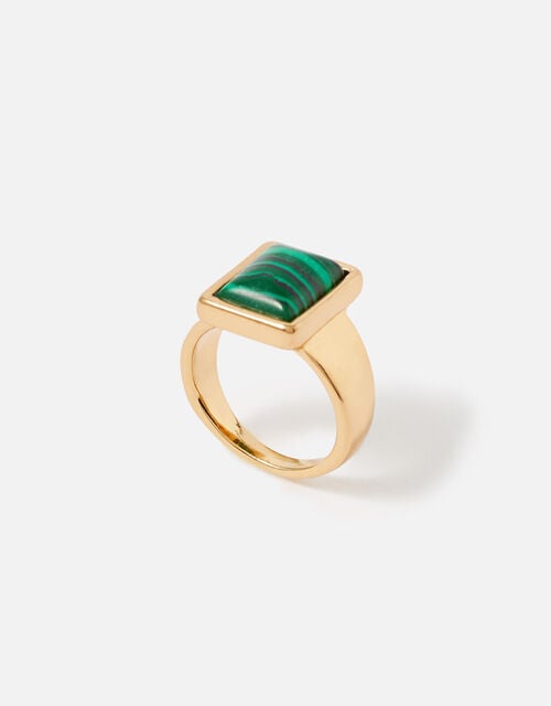 Reconnected Rectangle Stone Ring, Green (GREEN), large