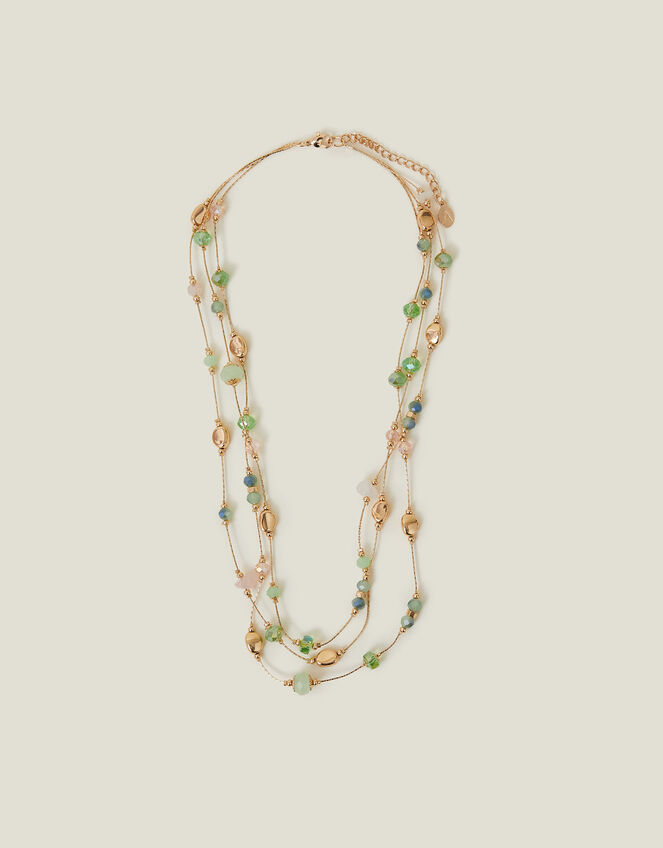 Layered Bead Station Necklace, , large