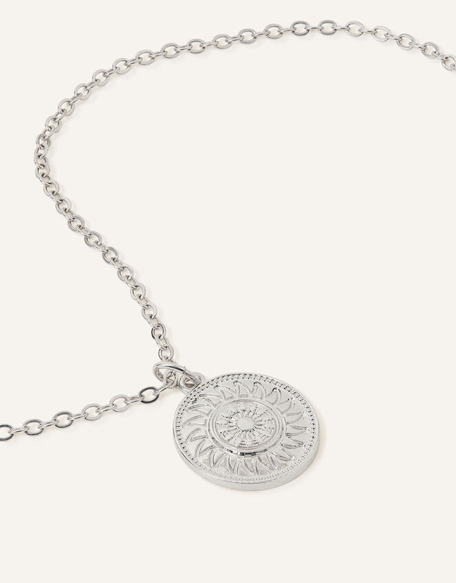 Filigree Coin Necklace, Silver (SILVER), large