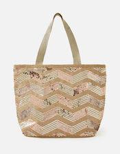 Chevron Sequin Tote Bag, , large