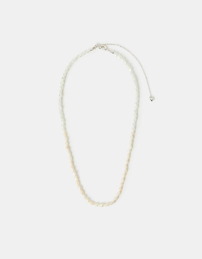 Sterling Silver-Plated Seed Pearl Necklace, , large