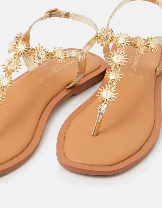 Sun Embellished Sandals, Gold (GOLD), large