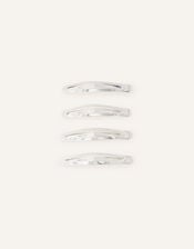 Metal Snap Hair Clips 4 Pack, Silver (SILVER), large