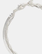 Sterling Silver-Plated Omega Layered Bracelet, , large