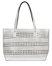 Perforated Shopper with Detachable Zip Pouch, Silver (SILVER), large