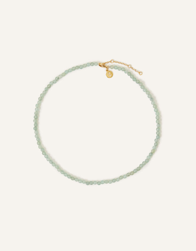 14ct Gold-Plated Healing Stone Aventurine Beaded Necklace, , large
