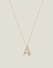 Sterling Silver-Plated Molten Initial Pendant Necklace, Silver (ST SILVER), large