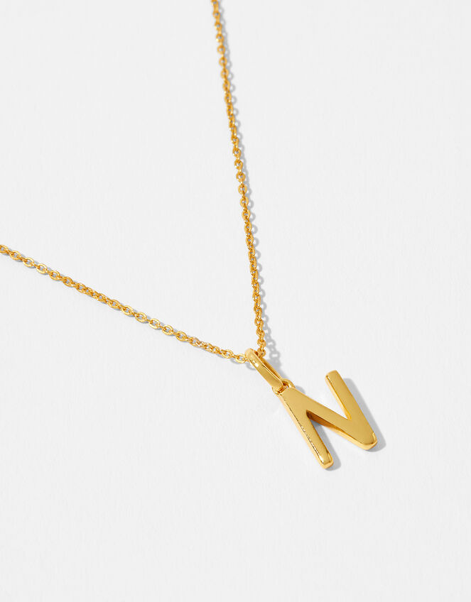 Gold Vermeil Initial Pendant Necklace - N, , large