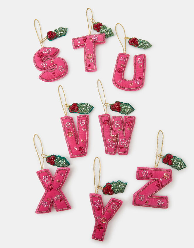 Embellished Initial Christmas Tree Decoration, Pink (PINK), large