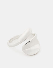 Sterling Silver-Plated Crossover Band Ring , , large