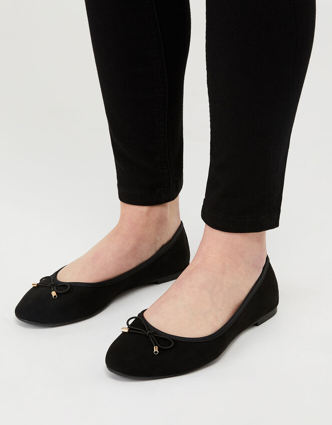 Ballerina Flats with Rainbow Lining, Black (BLACK), large