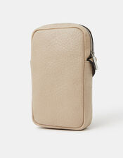 Faux Leather Crossbody Phone Bag, Mink (MINK), large