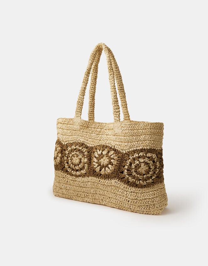 Crochet Raffia Beach Bag, , large