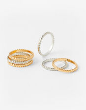 Textured Stacking Ring Set, Metalic (METALLICS), large