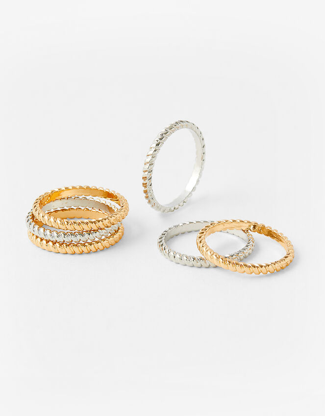 Textured Stacking Ring Set, Metalic (METALLICS), large