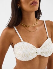 Crochet Bandeau Bikini Top, White (WHITE), large