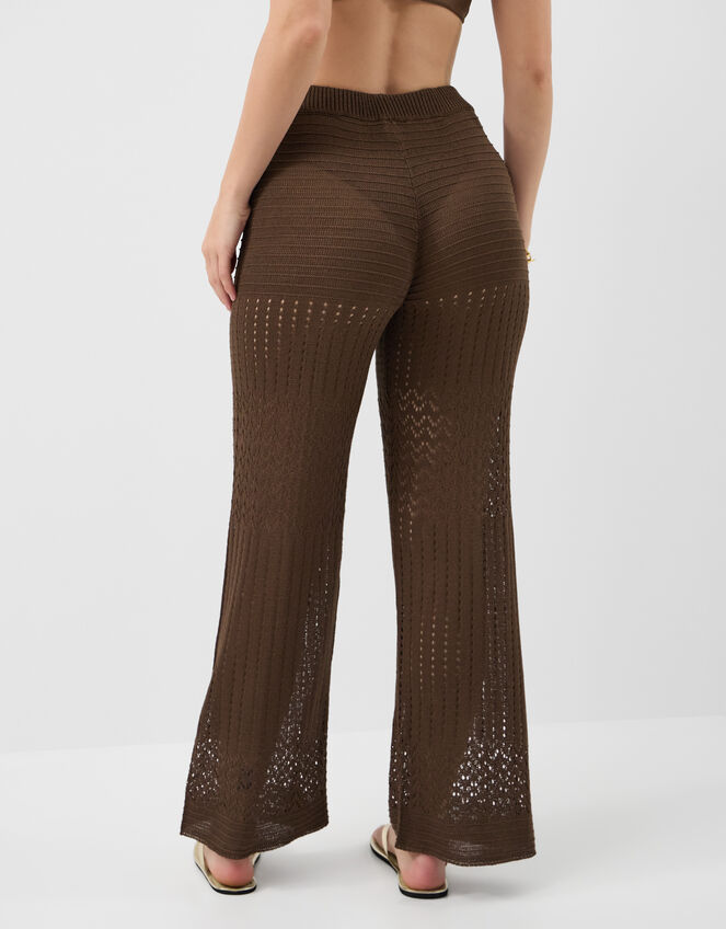 Crochet Knit Trousers, Brown (BROWN), large