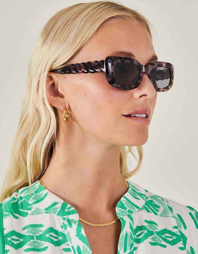 Tortoiseshell Twist Arm Sunglasses, , large