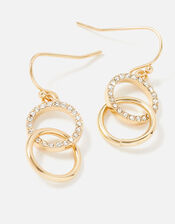 Linked Circle Short Drop Earrings, Gold (GOLD), large