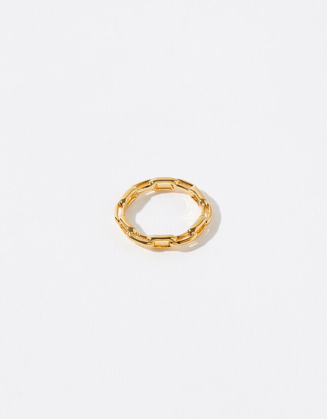 Gold-Plated Chain Band Ring, Gold (GOLD), large