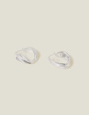 Sterling Silver-Plated Twist Hoops, , large