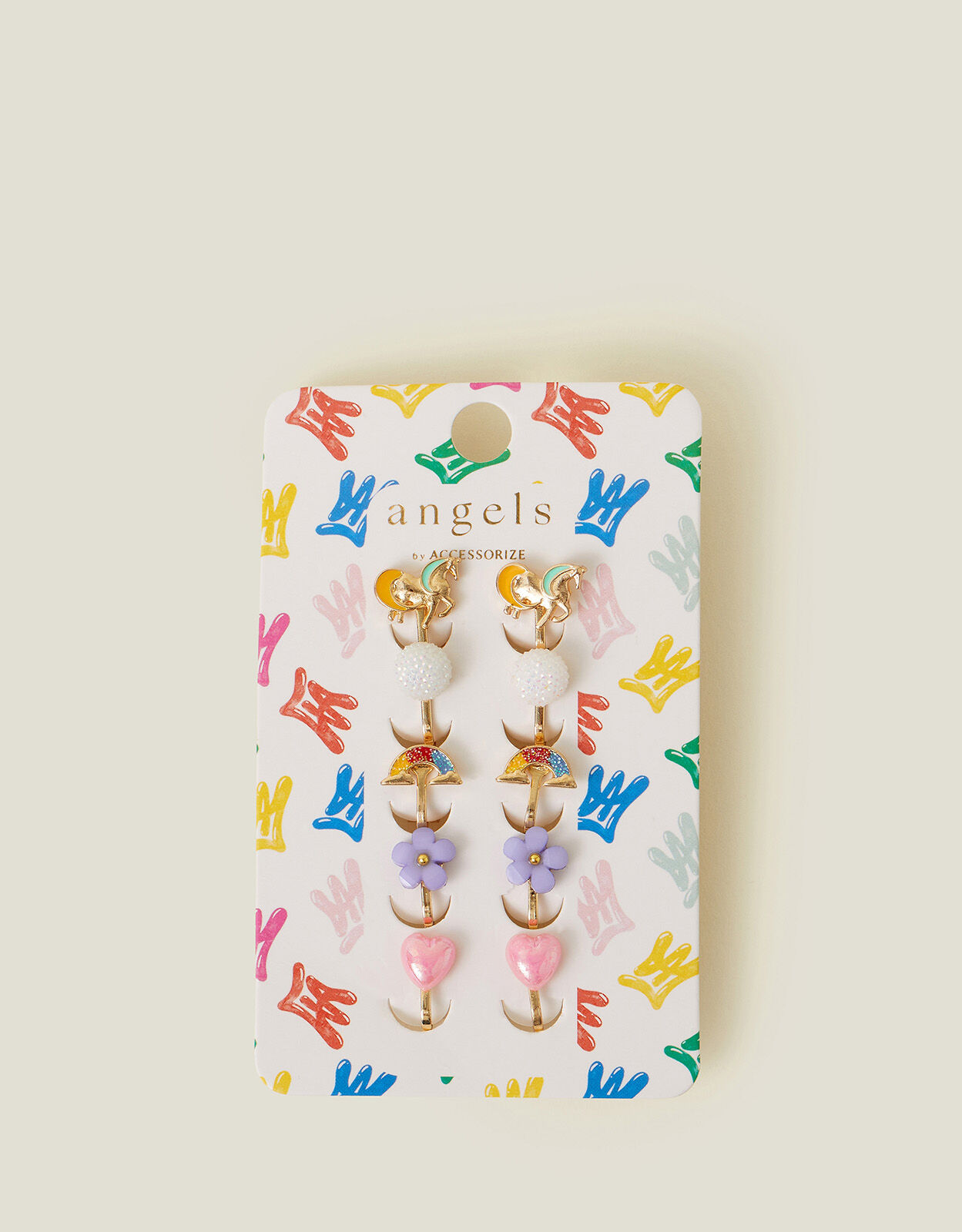 5 Pack Girls Unicorn Clip On Earrings