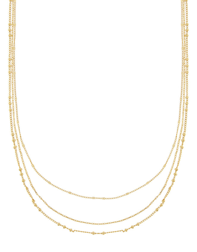 Gold-Plated Layered Chain Necklace, , large
