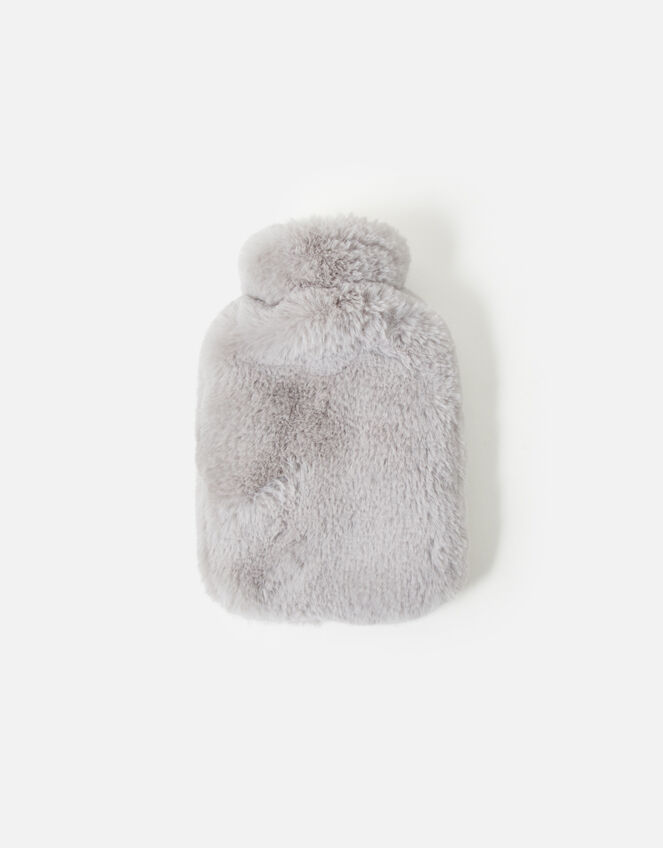 Mini Luxe Faux Fur Hot Water Bottles, Grey (GREY), large