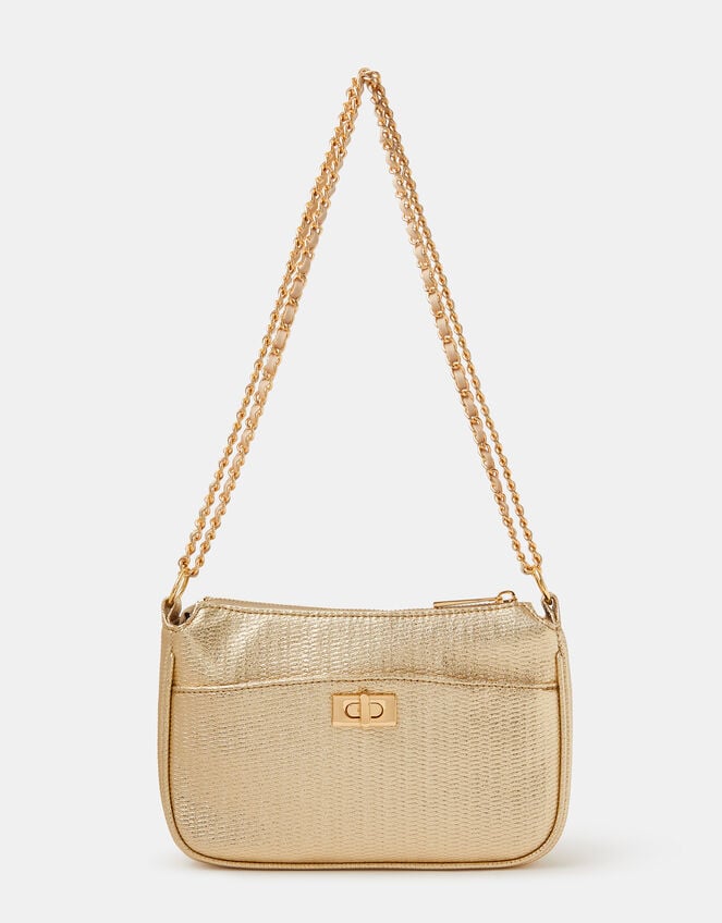 Metallic Chain Strap Crossbody Bag, , large